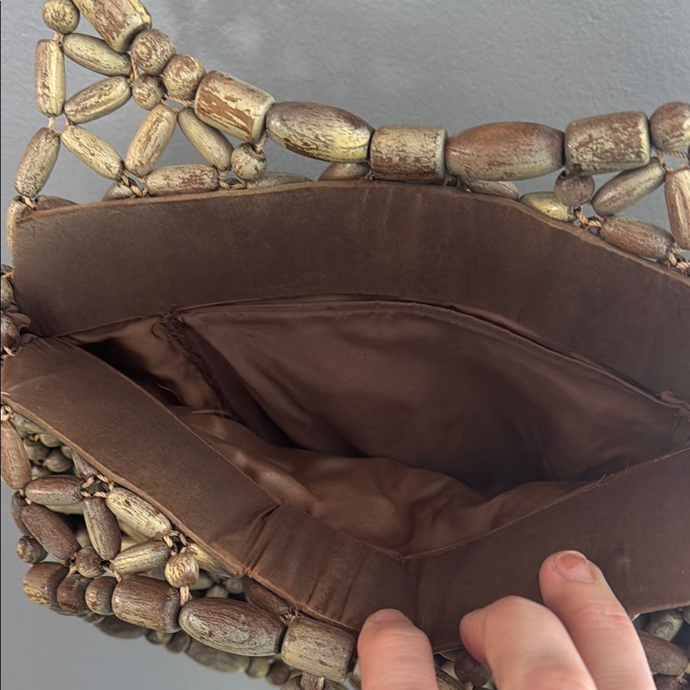 Handcrafted Beaded Women's Bag - Brown and Gold - Picture 5 of 5